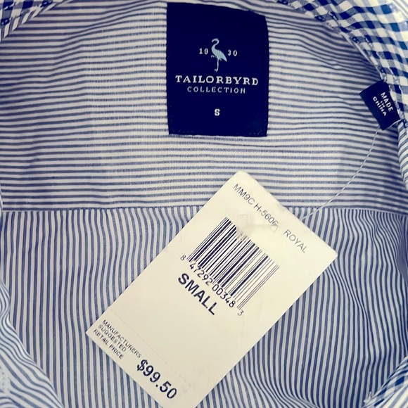 TailorByrd Striped Stretch Shirt in Royal Blue, Size Small New w/Tag $99.50 - Picture 6 of 7